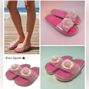 Kate Spade Pink Glitter Rose Jelly Slides Sandals 8